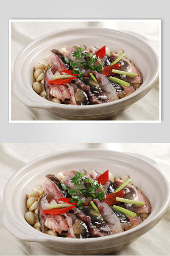 蒜子砂锅焗鱼头食品图片