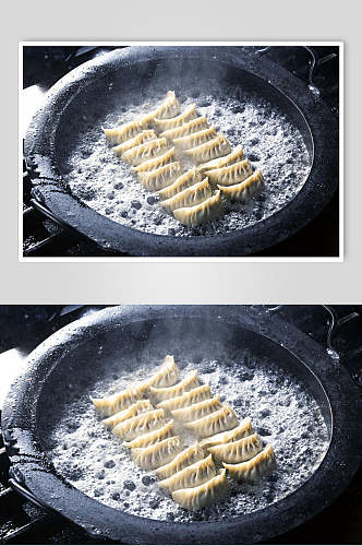 石锅生煎锅贴食品高清图片