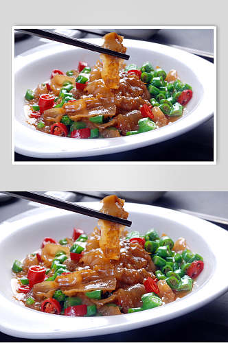 青椒炒海参食物图片