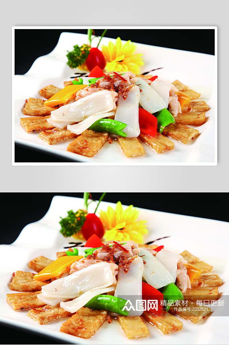 双菇炒双蚌食物图片素材