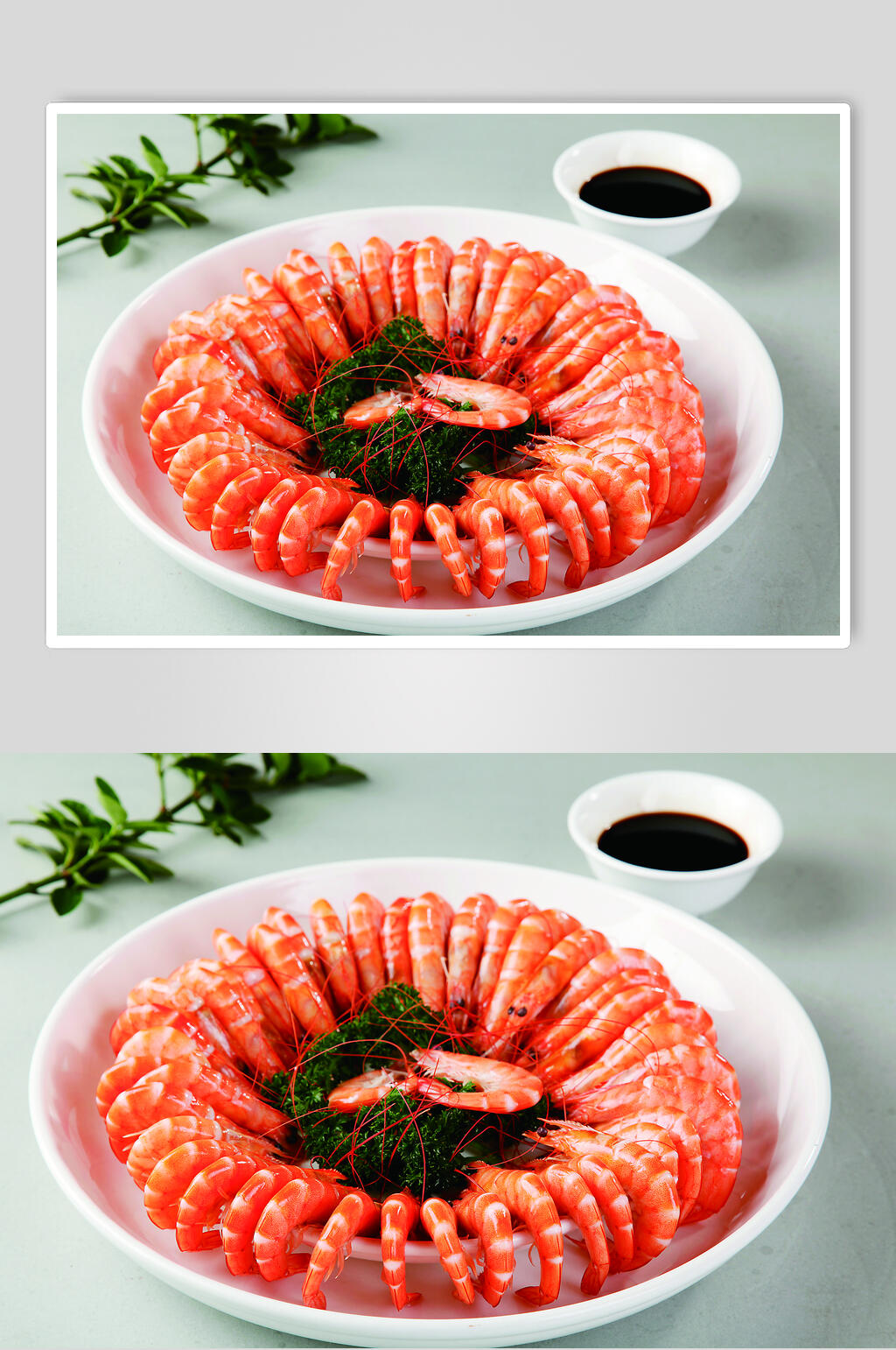 海鲜白灼大虾餐饮高清图片素材