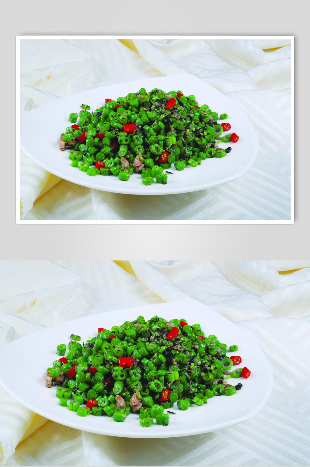 招牌榄菜炒四季豆食物高清图片素材