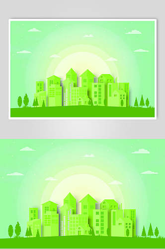 绿色简约环保插画素材