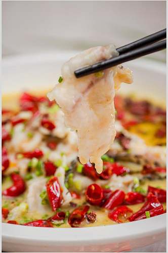 香辣美味湘菜酸菜鱼食品摄影图片