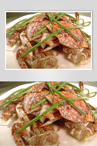 特色海鲜姜葱炒花蟹餐饮美食图片