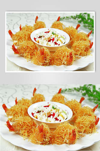 鲜果沙律凤尾虾美食图片
