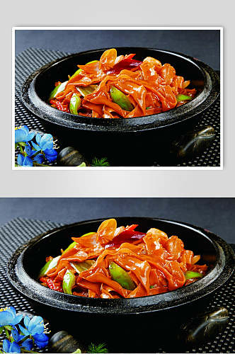 石锅鲍鱼菇食物摄影图片