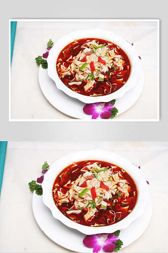 红汤鲜鸭肠食品高清图片