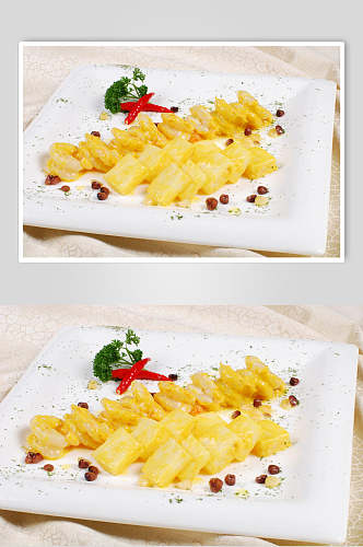 黄芥末捞双鲜食品摄影图片
