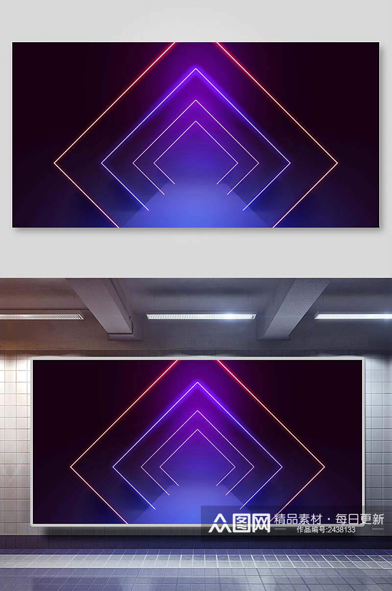 线条图形创意几何紫色背景展板素材