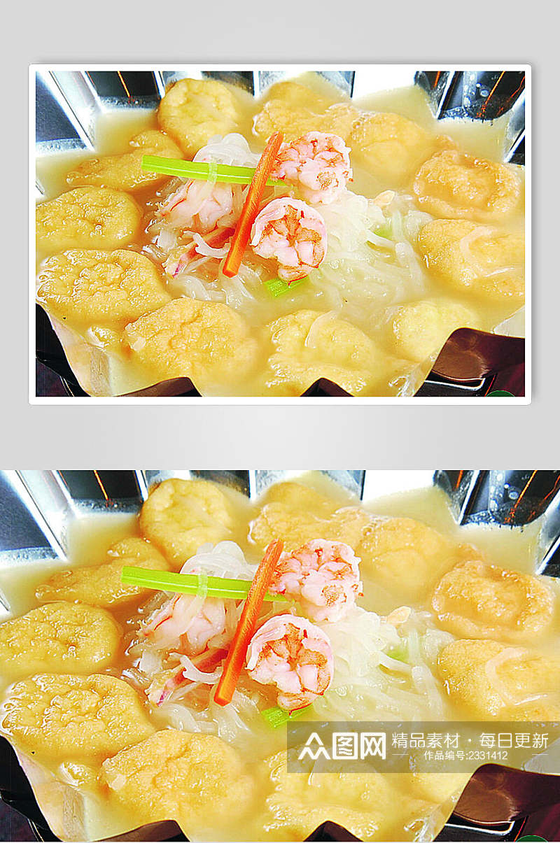 海味萝卜丝煮鱼腐食物高清图片素材