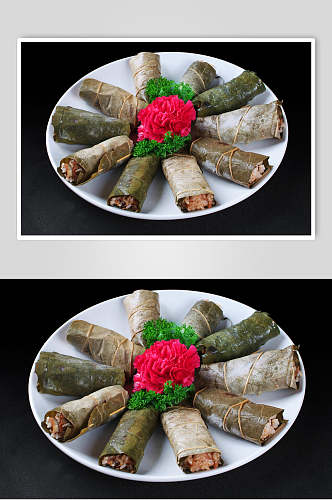 荷叶糯米排食物图片