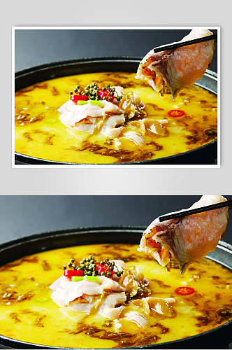 香浓美味石锅酸菜鲈鱼食品图片