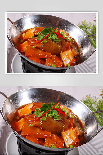 海参鲍汁百灵菇煮豆腐元例食物高清图片