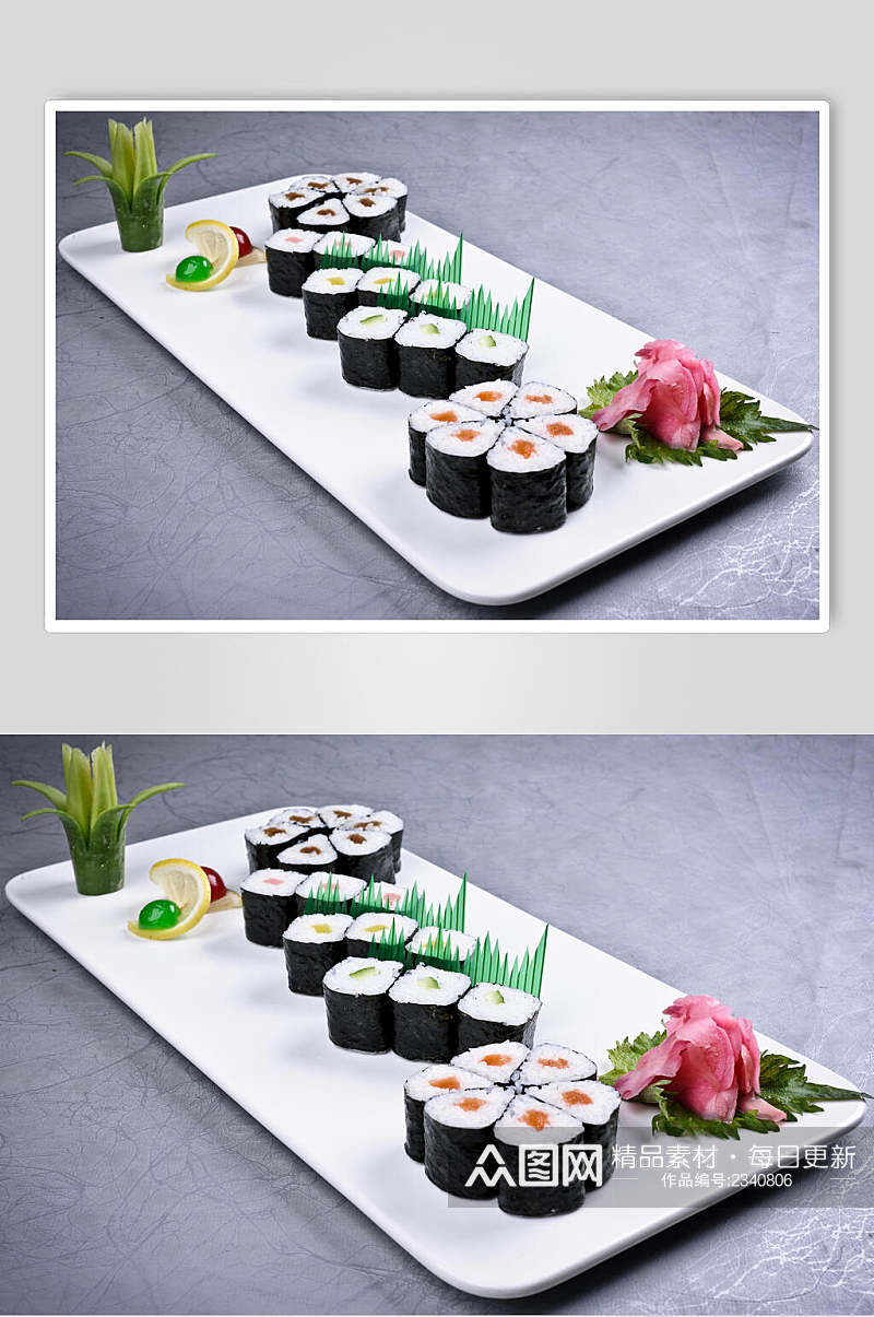 细卷寿司食物图片素材