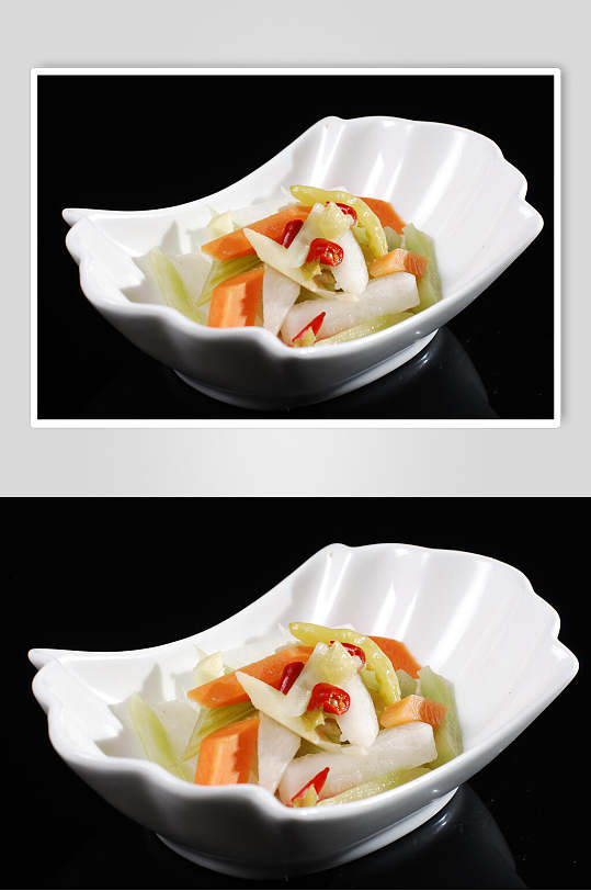 开胃菜泡菜素三样食物高清图片
