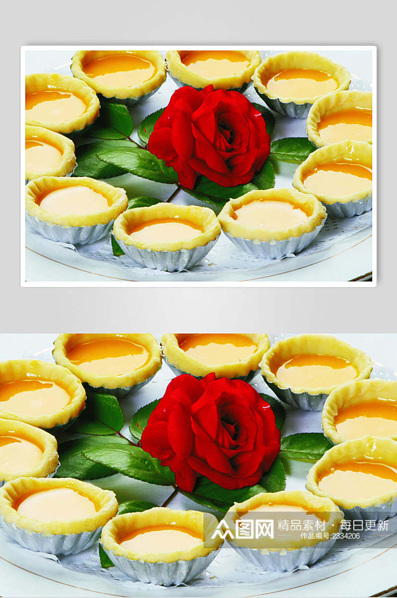 精品玫瑰红蛋挞餐饮高清图片素材