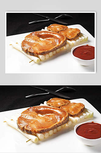 葱烤银鳕鱼食品摄影图片