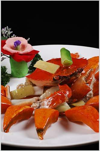 金瓜焗肉蟹餐饮高清图片
