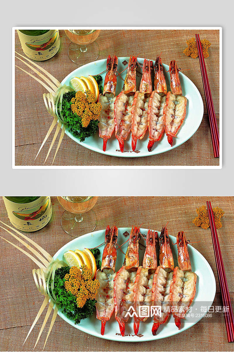 烤大虾食品高清图片素材