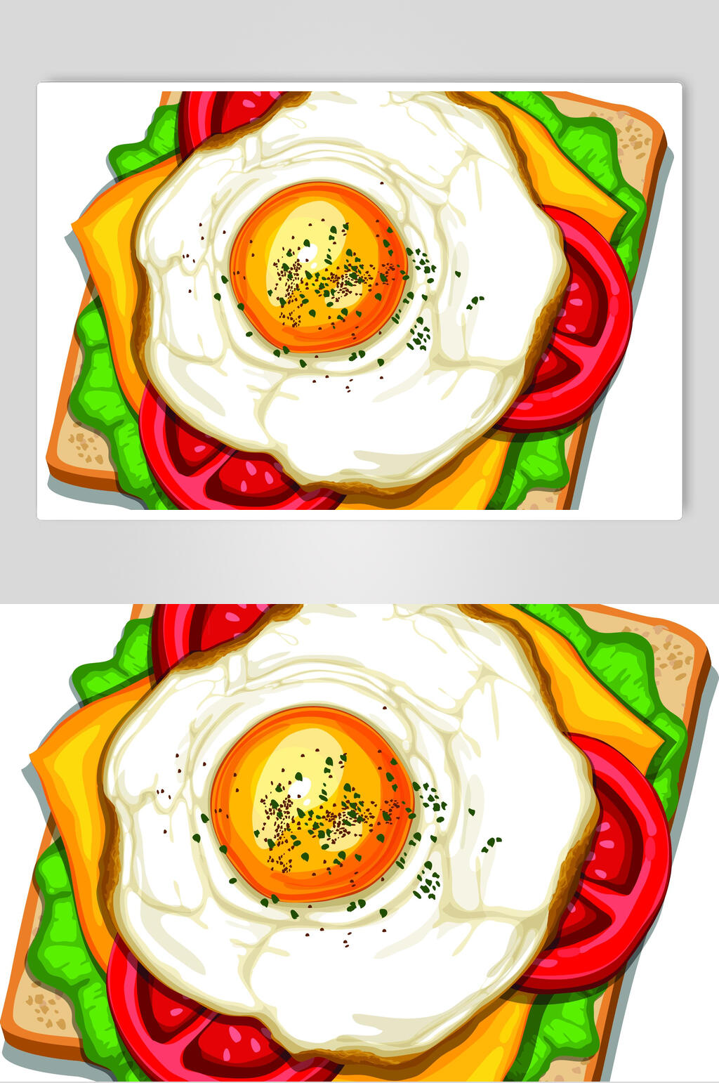 煎蛋吐司食物美食插画矢量素材素材