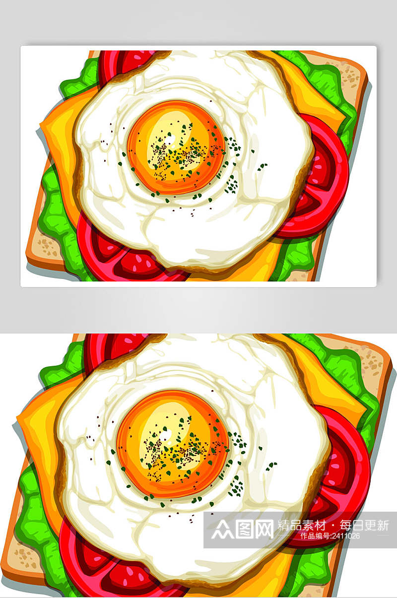 煎蛋吐司食物美食插画矢量素材素材