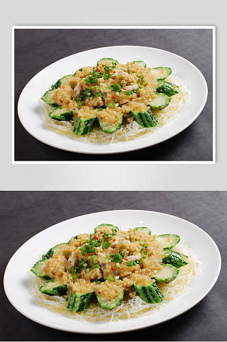 蒜茸文蛤蒸丝瓜食品菜摄影图片