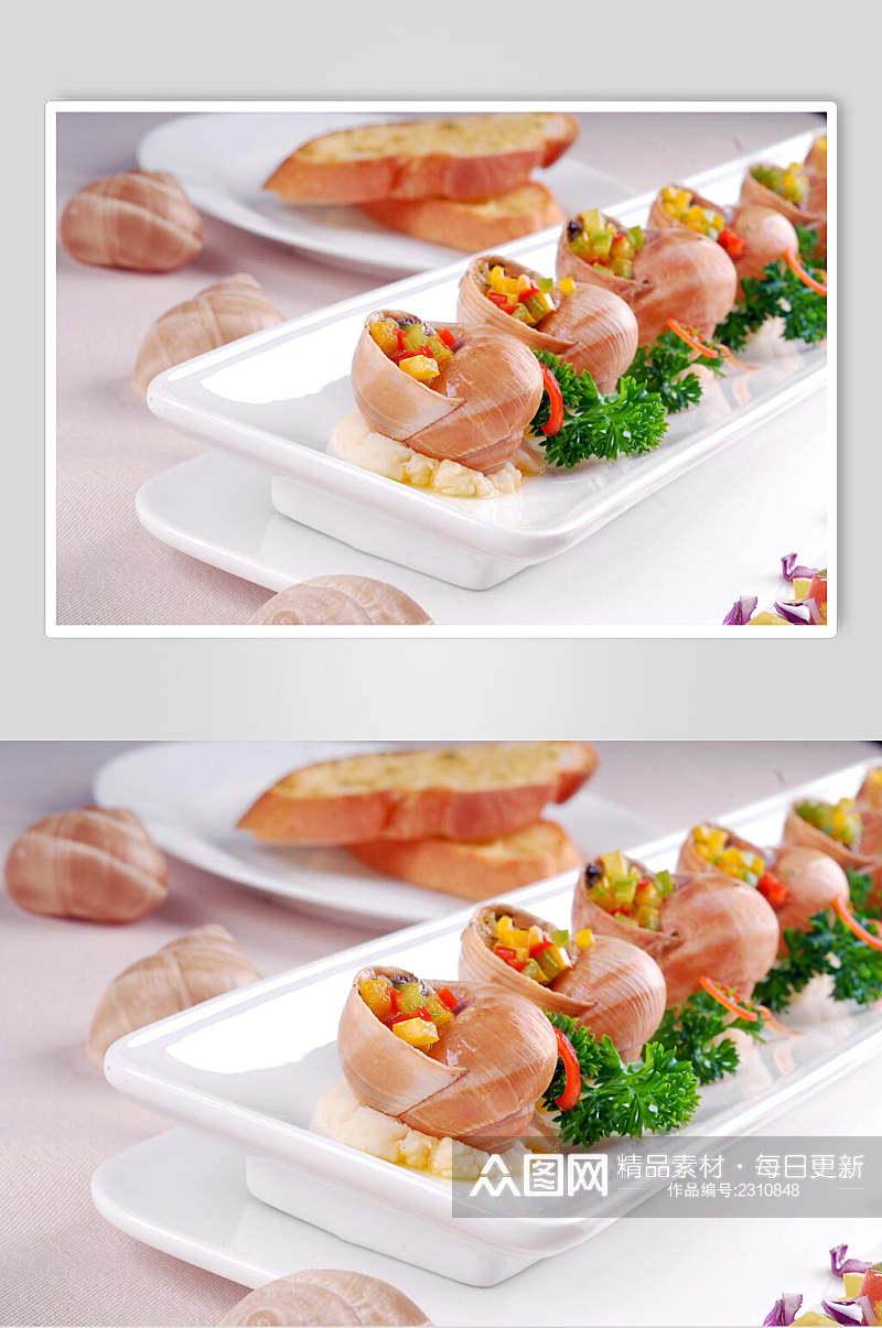 头盘法式明炉焗蜗牛餐饮图片素材