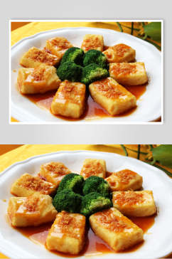 西蓝花铁板豆腐餐饮图片