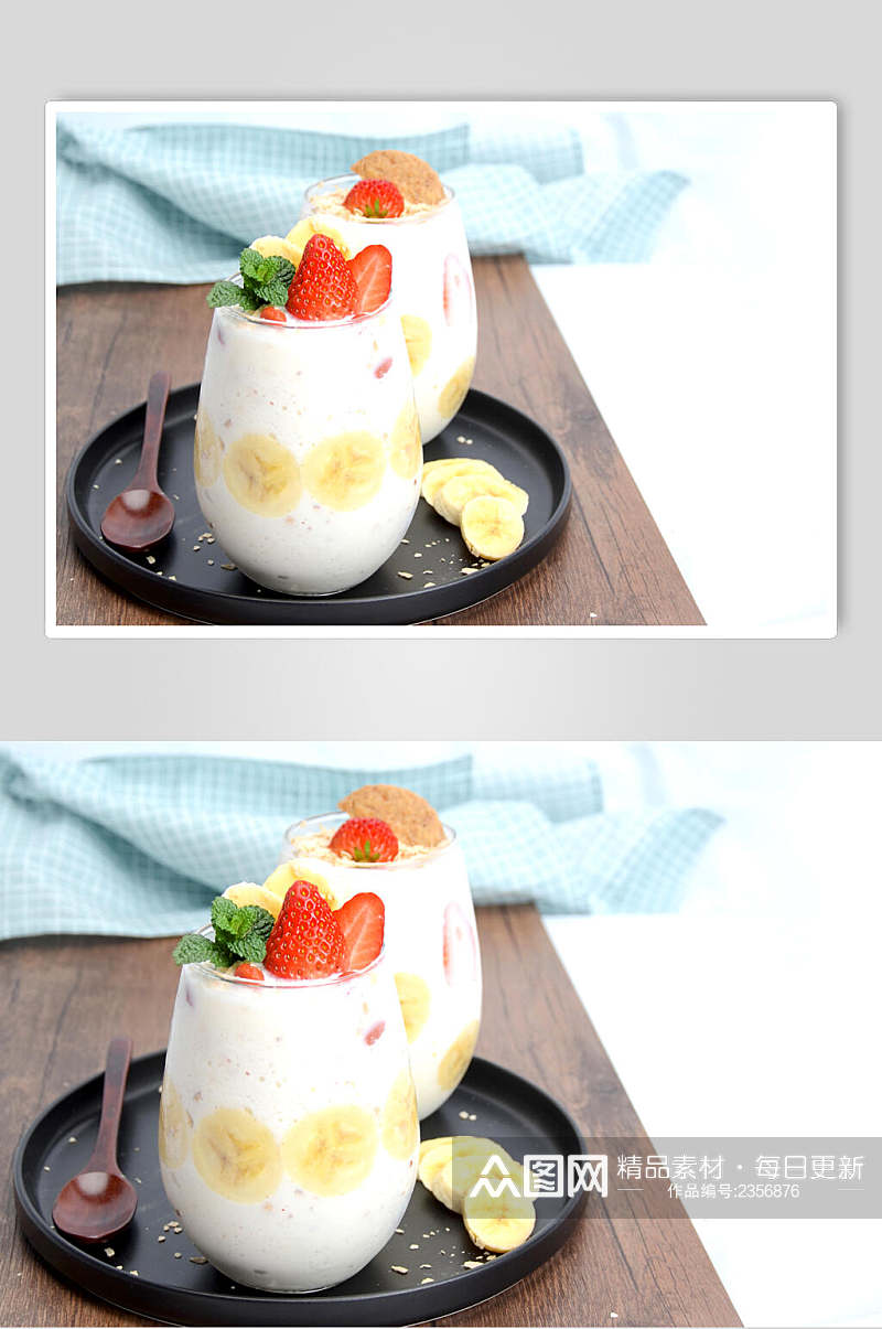 夏日冰凉美食草莓奶昔饮品摄影图素材