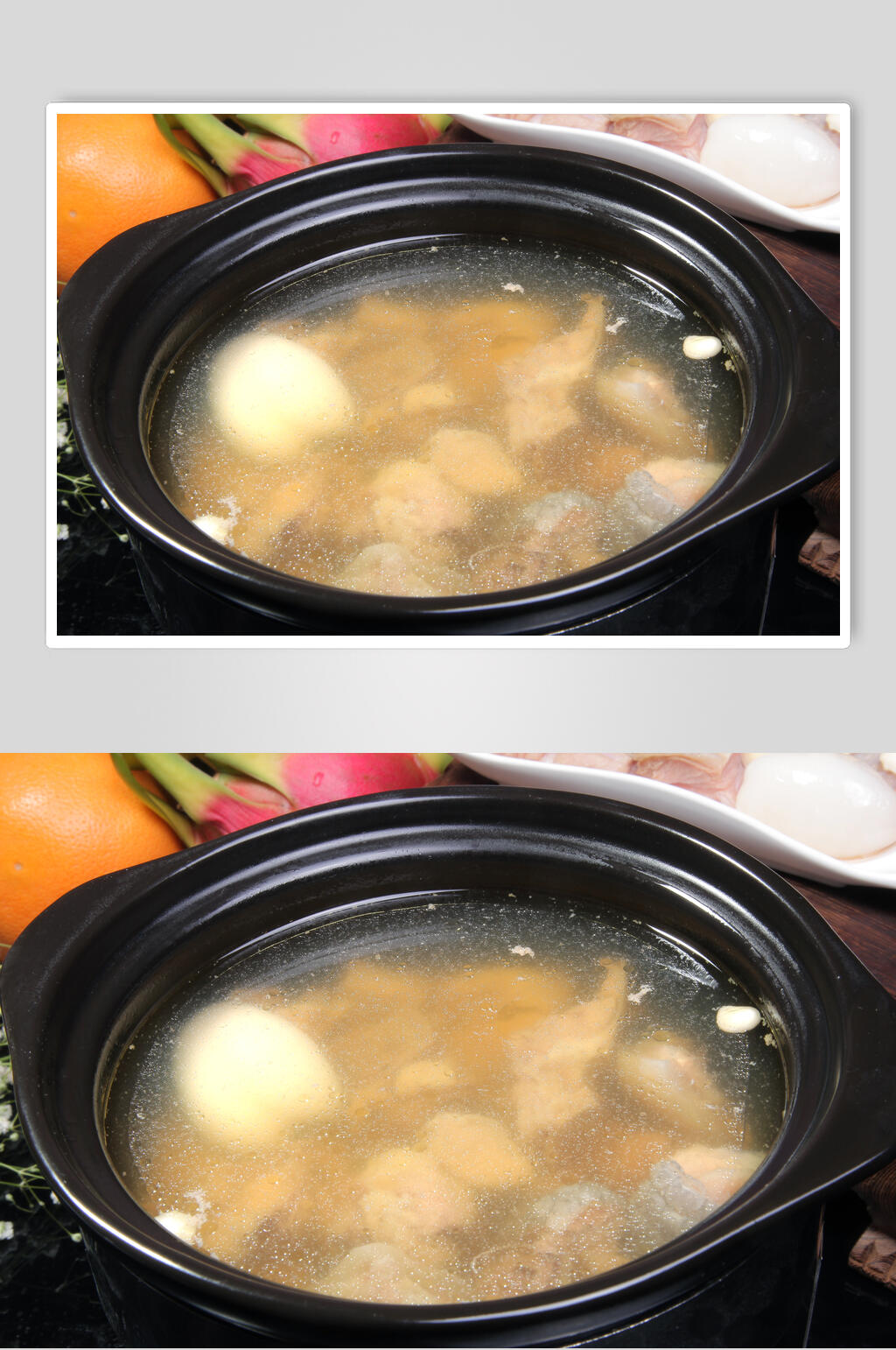 海底椰川贝炖鳄鱼美食图片素材