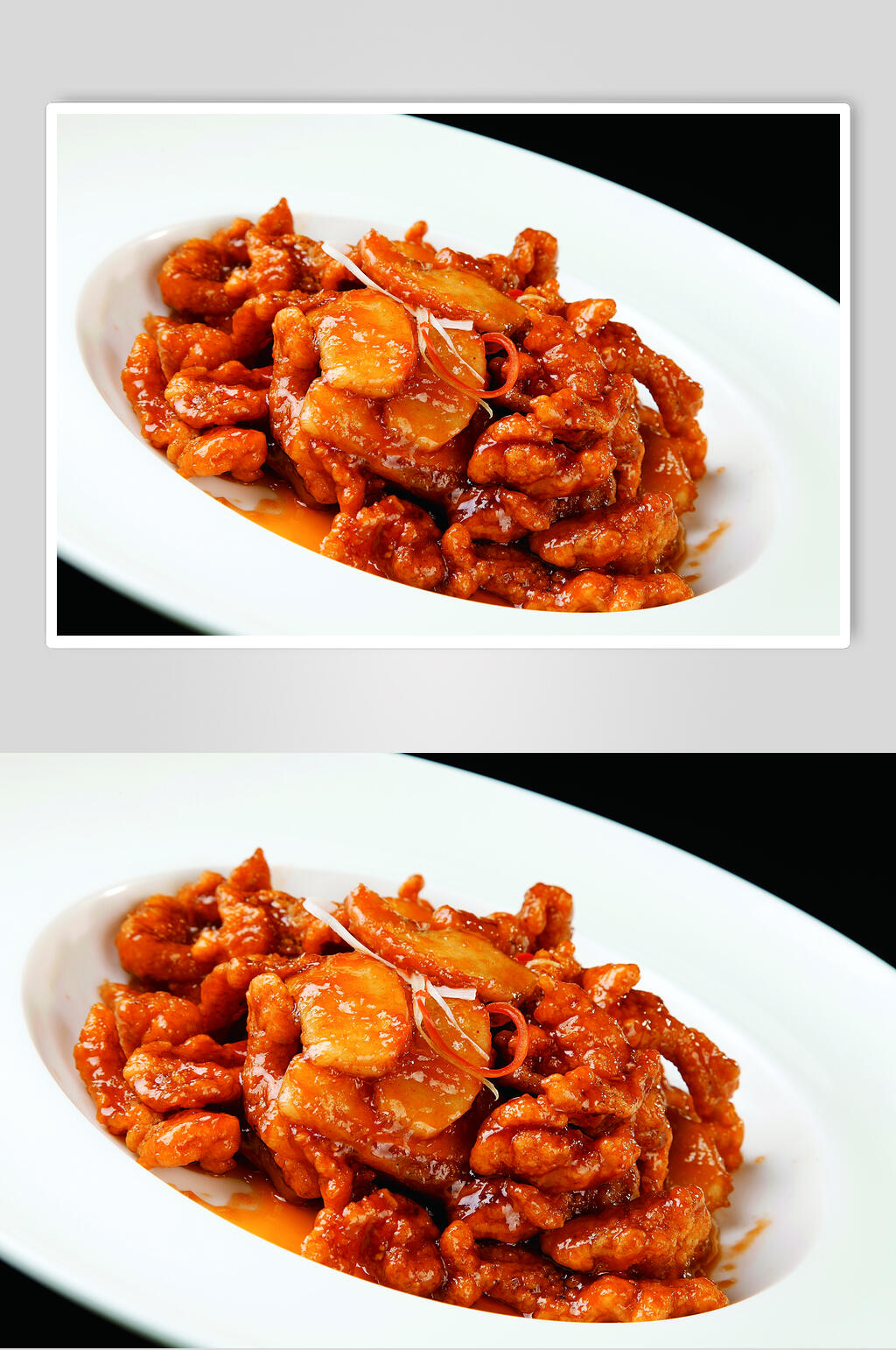 明炉锅巴肉片图片素材