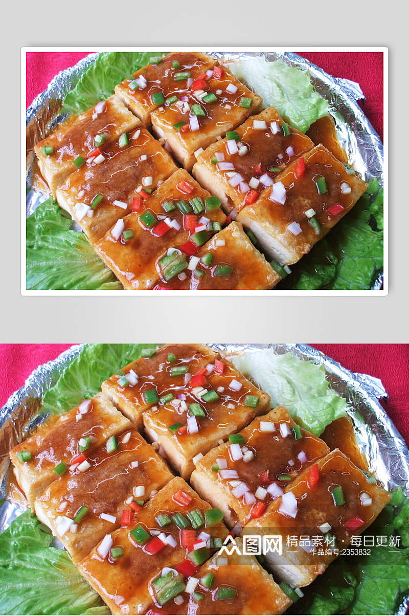 葱香铁板豆腐食物摄影图片素材