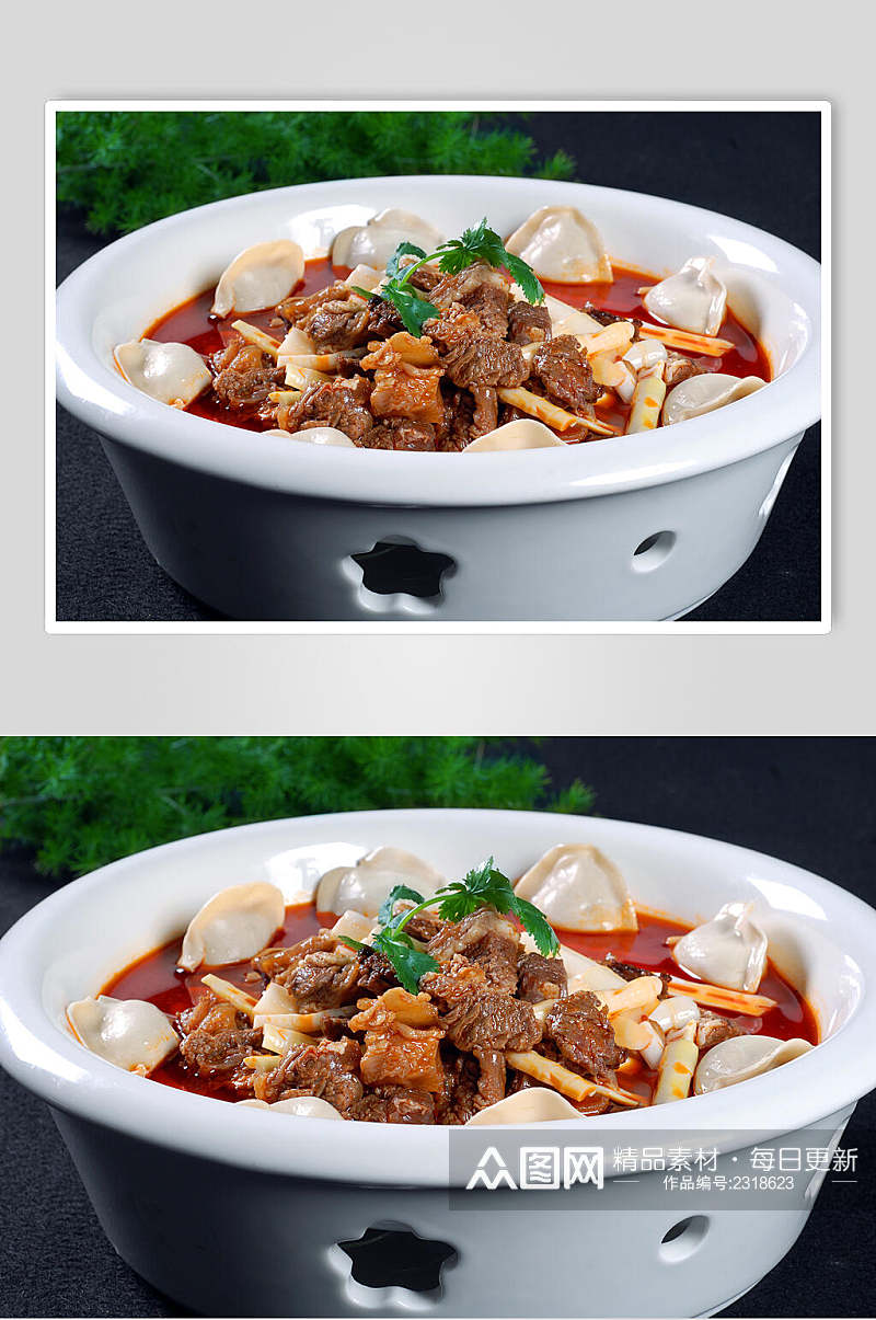 红汤水饺牛腩食物高清图片素材