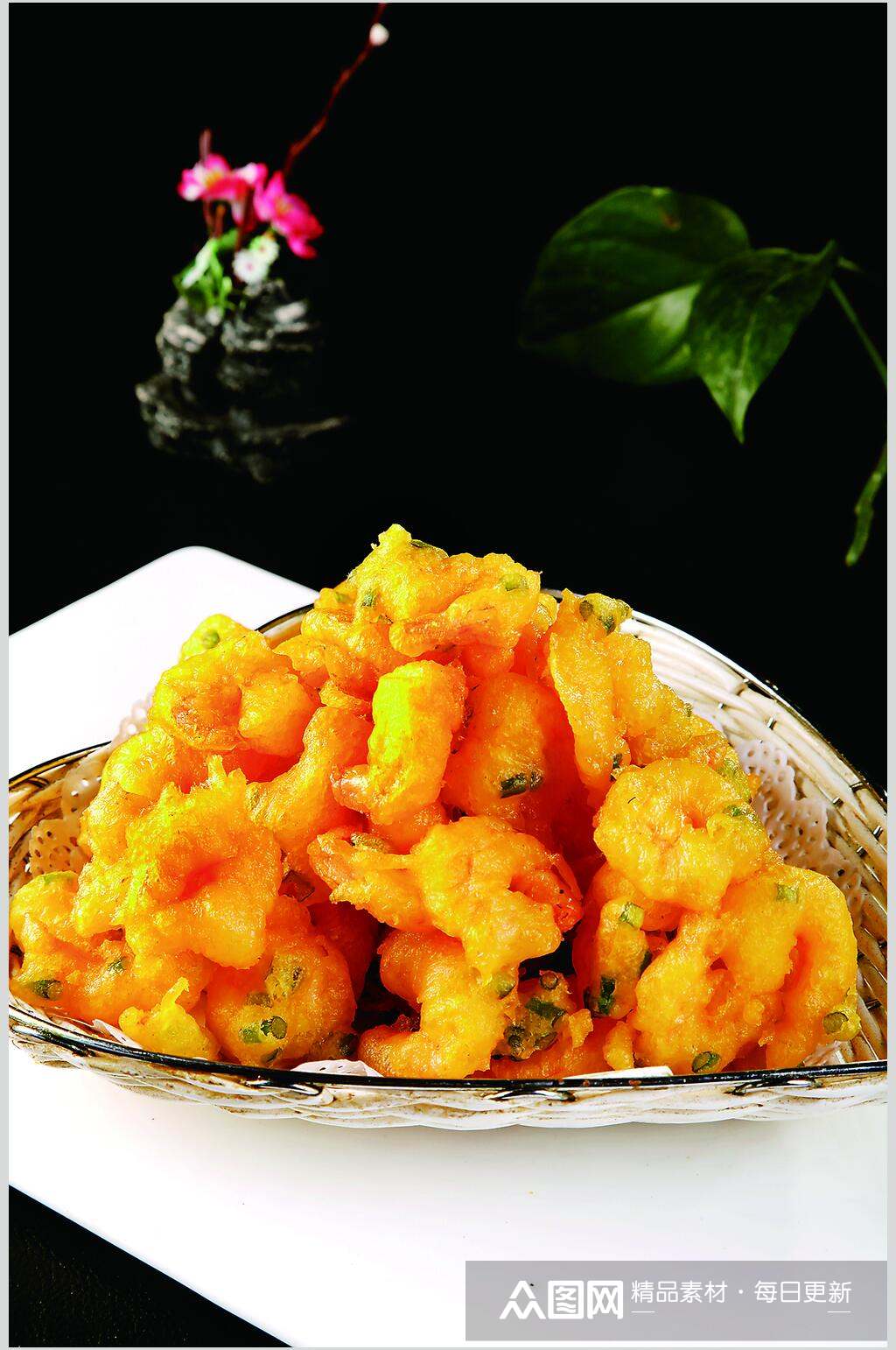 香葱炸虾仁餐饮食物图片素材