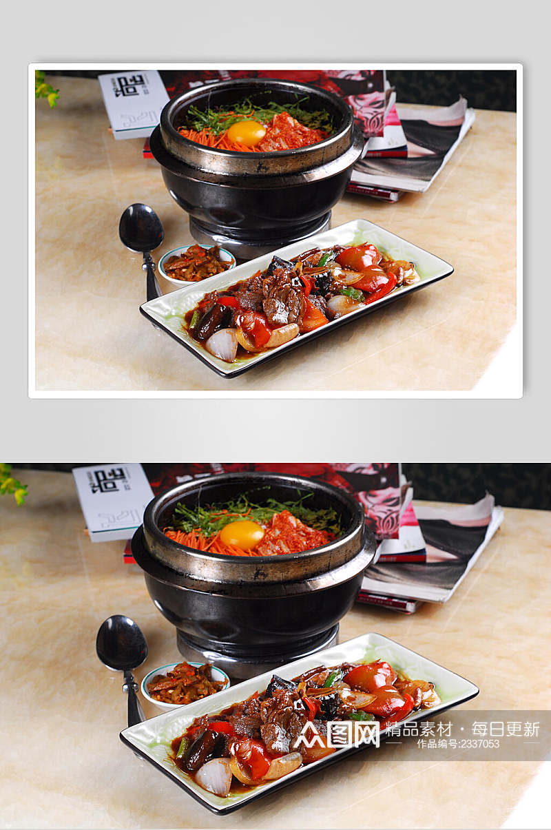 石锅饭韩式石锅拌饭食品图片素材