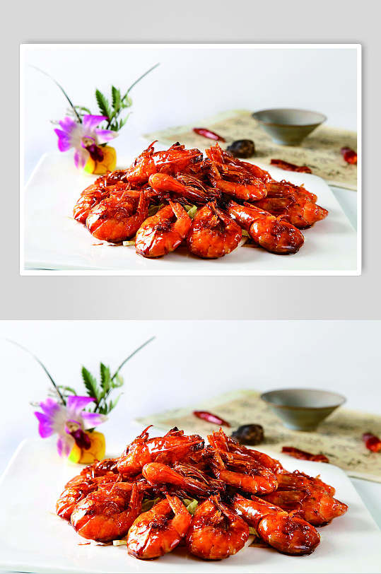 华豫油爆虾食物摄影图片