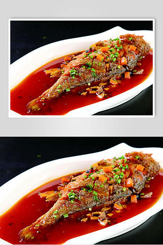红烧东海黄鱼摄影图片