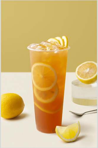 清新美味柠檬水水果茶奶茶摄影图