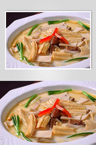 新鲜腐竹烩三鲜食品高清图片