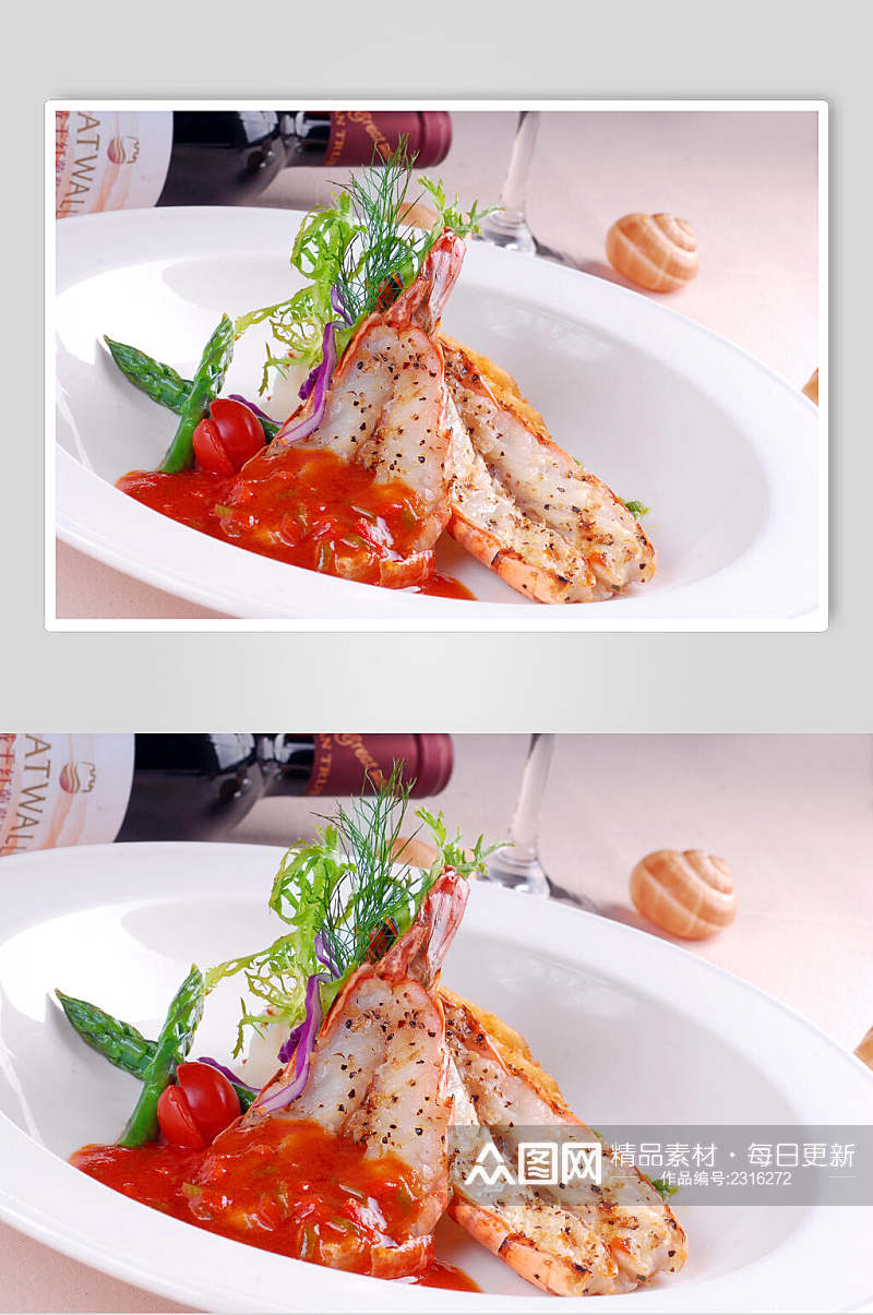主菜香辣扒大虾食物高清图片素材