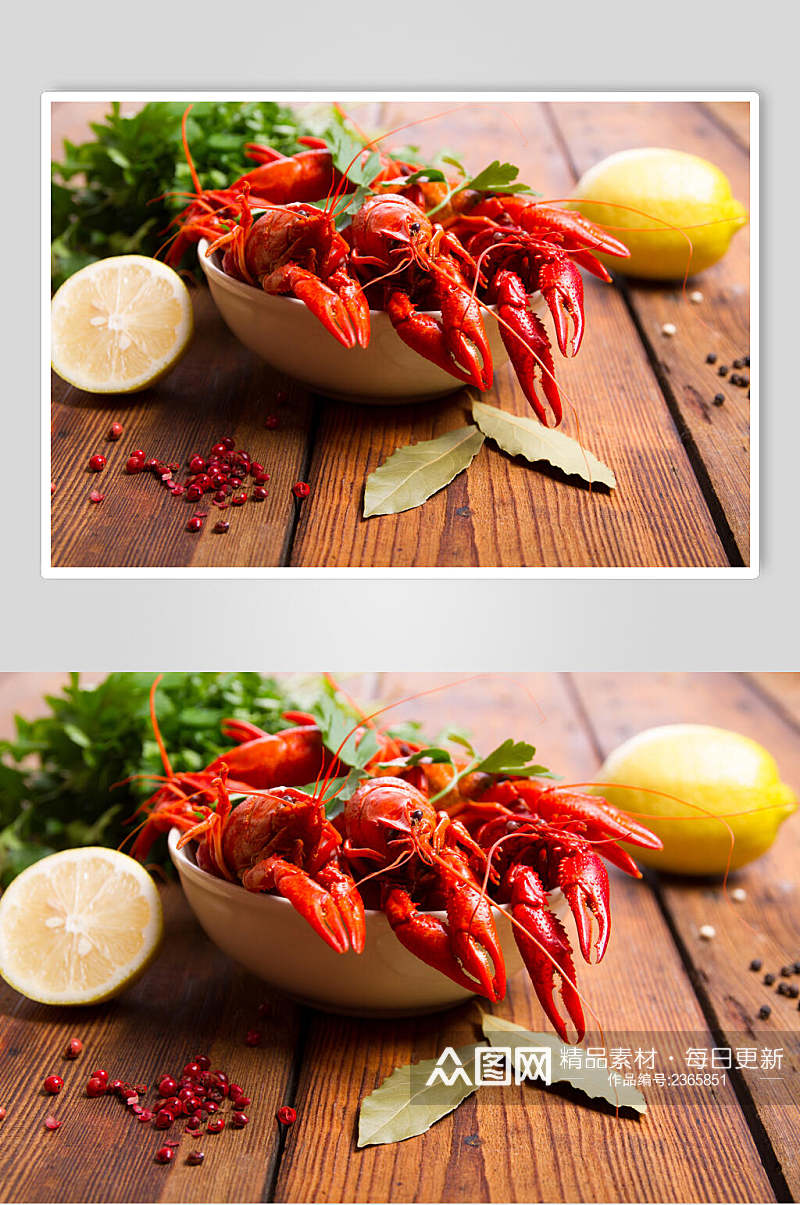 新鲜麻辣小龙虾食品高清图片素材