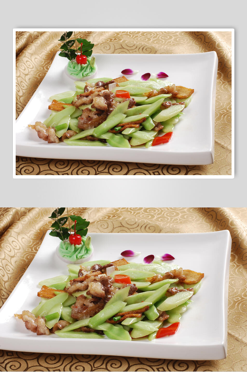 玉兰杏鲍菇炒肥牛餐饮高清图片素材
