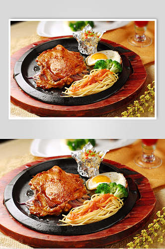 铁板肉扒系列阿伦西亚香煎鸡扒美食图片