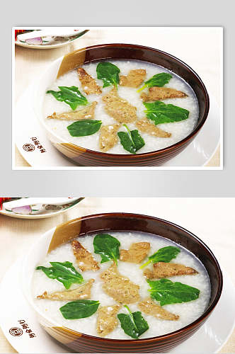 枸杞猪肝菠菜粥餐饮食品图片