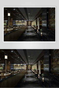 深色商业餐厅厨房走廊摄影图片