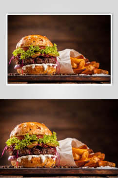 招牌汉堡食物高清图片