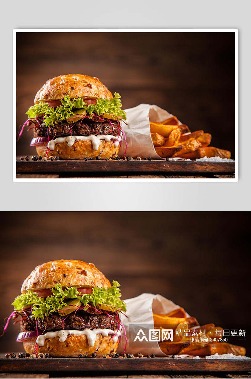 招牌汉堡食物高清图片素材