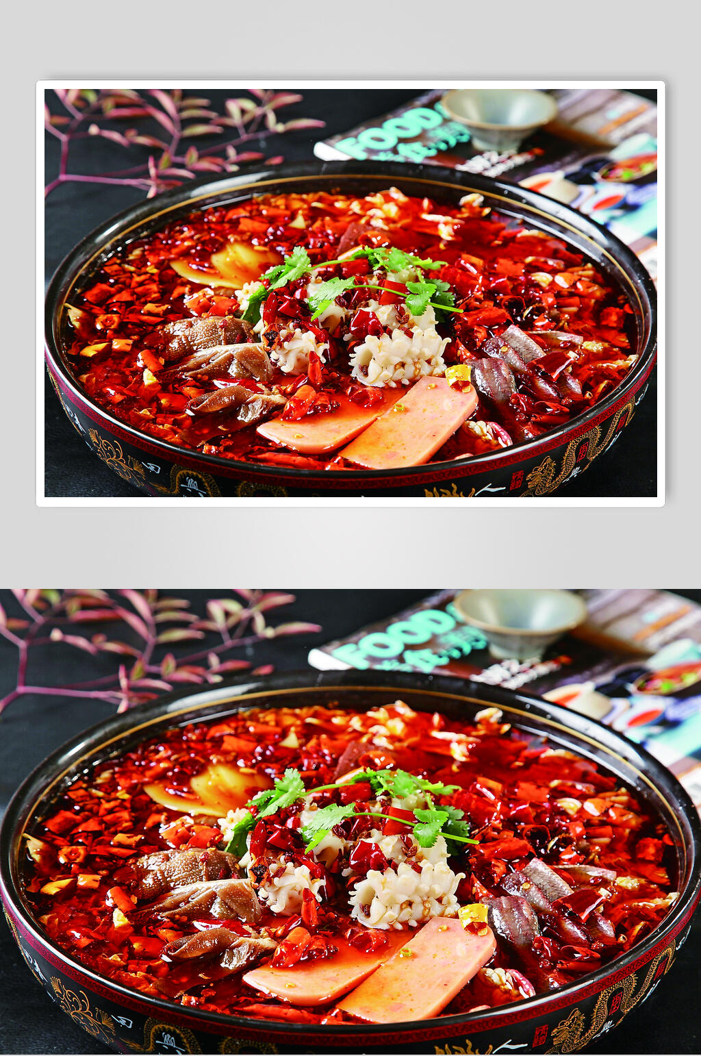 香辣湘菜毛血旺食品高清图片素材