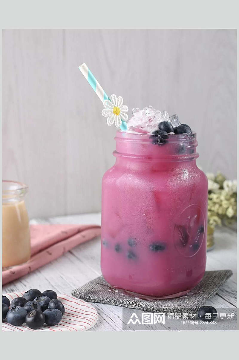时尚夏日蓝莓饮品奶茶摄影图素材